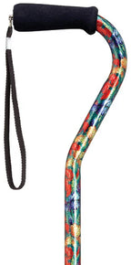 Colorful ergonomic cane with soft foam handle and wrist strap for mobility support