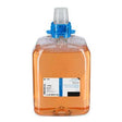 Large clear plastic jug with orange medical liquid, blue cap, and product label on white background