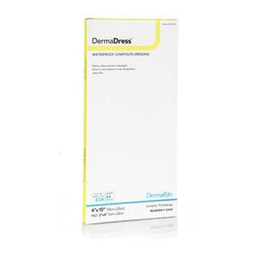 DermaDress waterproof composite dressing medical supply box on white background