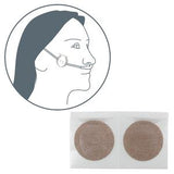 Nasal cannula adhesive patches for oxygen tubing comfort, with illustration of facial placement.