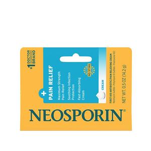 Neosporin pain relief antibiotic ointment 0.5oz cream packaging for wound care