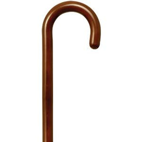 Classic wooden walking cane with curved handle for mobility support
