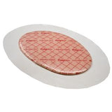 Oval adhesive medical dressing with transparent border for wound or ostomy care