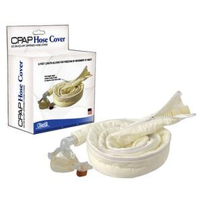 CPAP hose cover for sleep apnea machines with packaging, white soft fabric tubing sleeve