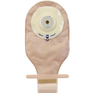 Beige ostomy bag with adhesive barrier for stoma care and medical supply needs