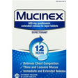 Mucinex 600mg guaifenesin expectorant tablets box for chest congestion and mucus relief