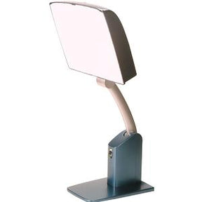 Adjustable medical desk lamp with rectangular LED light and sturdy base
