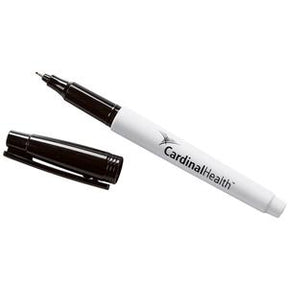 Black fine tip medical marker with removable cap, white barrel labeled Cardinal Health