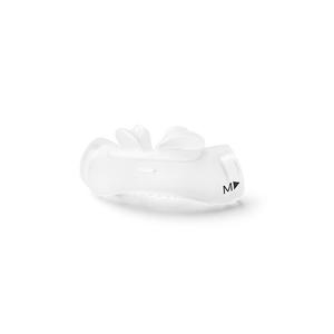 Clear silicone nasal mask cushion for CPAP machine, size medium, on white background