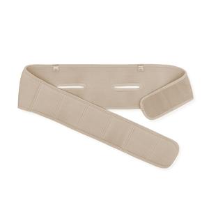 Beige adjustable medical support belt for back or waist pain relief on white background