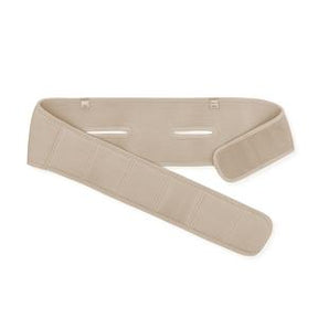 Beige adjustable medical support belt for back or waist pain relief on white background