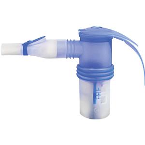 Blue plastic nebulizer medicine cup for asthma and respiratory therapy