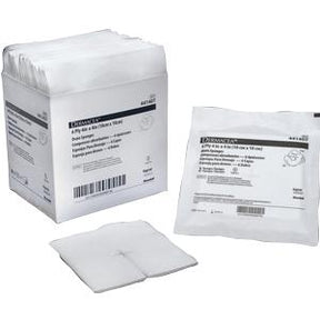 Sterile gauze sponges medical supplies in individual packaging on white background