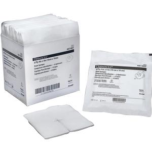 Sterile gauze sponges medical supplies in individual packaging on white background