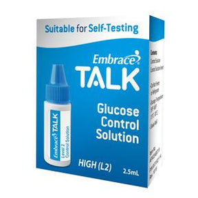 Embrace TALK glucose control solution box for self-testing, 2.5ml high level