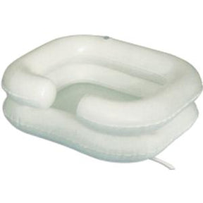 Inflatable bedside shampoo basin for home medical care, white rectangular design