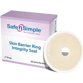 Skin barrier ring integrity seal box with round medical adhesive ring for ostomy care