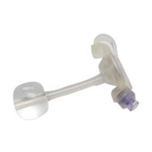 Medical gastrostomy feeding tube with balloon and connector on white background