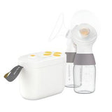 Electric breast pump with measuring bottle and white portable case