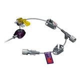 Medical infusion set with safety clamps and digital flow monitor on white background