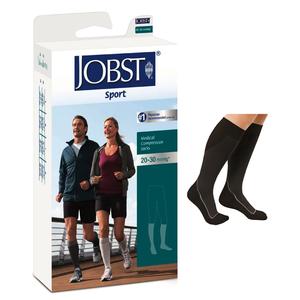 JOBST Sport compression socks box with image of active adults and black knee-high socks