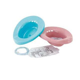 Blue and pink plastic bedpans with accessories for home medical care