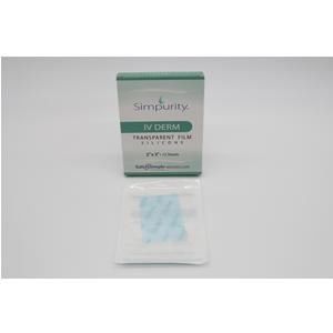 Simpurity IV-Derm transparent film dressing and packaging for medical use