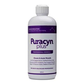 Puracyn Plus wound care solution bottle for chronic and acute wounds, professional formula