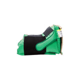 Green and black medical foot support boot with adjustable straps for pressure relief
