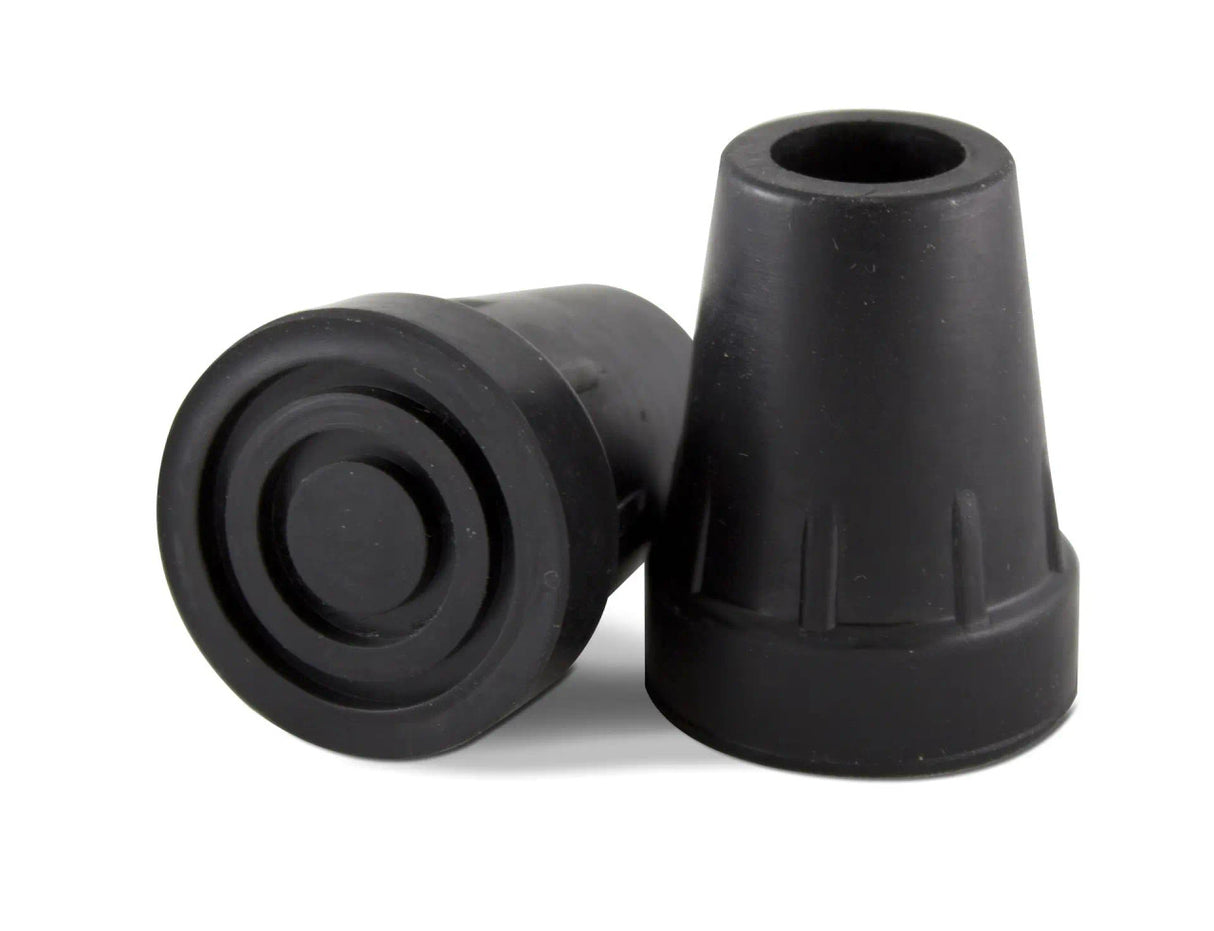 Black rubber cane tips for walking aids, mobility accessory for stability