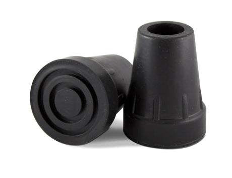 Black rubber cane tips for walking aids, mobility accessory for stability