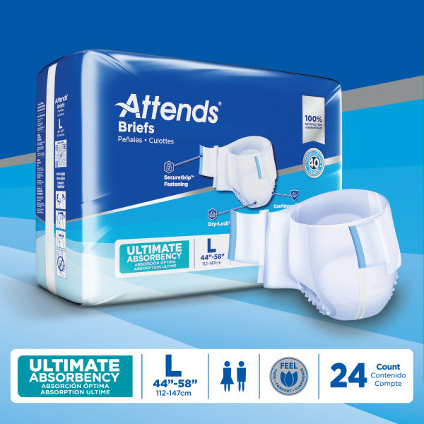 Attends Briefs, Ultimate Absorbency, Large