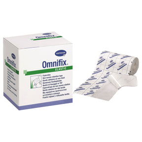 Omnifix Elastic non-woven adhesive medical tape roll next to product box