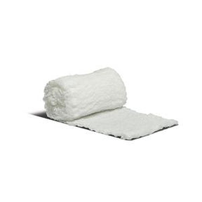 white medical gauze bandage roll on plain background, essential medical supply