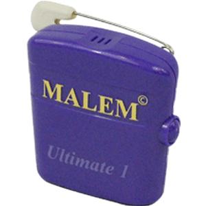 Purple MALEM Ultimate 1 medical alert device with clip and gold lettering, for chronic condition management