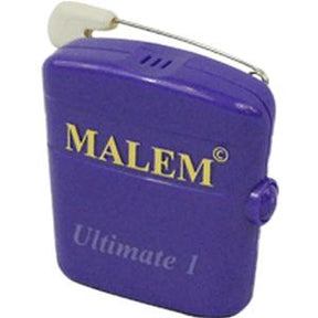 Purple MALEM Ultimate 1 medical alert device with clip and gold lettering, for chronic condition management