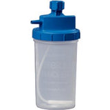 Oxygen humidifier bottle with blue lid for respiratory therapy and oxygen concentrators
