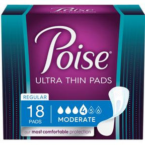 Poise Ultra Thin Pads Regular, 18-count, moderate absorbency, incontinence protection