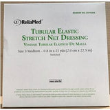 Box of ReliaMed tubular elastic stretch net dressing, size medium, non-sterile medical supply.