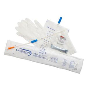 GentleCath hydrophilic intermittent catheter kit with gloves, lubricant, and urinal bag