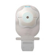 Medical ostomy pouch with adhesive barrier for stoma care, neutral background