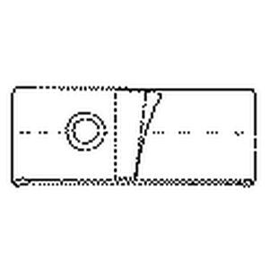 Black and white illustration of a medical tubing connector with a circular port