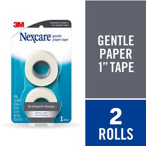 Nexcare gentle paper tape 1 inch wide, two rolls in packaging for medical supplies