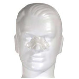 Silicone nasal mask pad on white mannequin, medical supplies for respiratory support