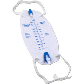 Medical leg drainage bag with graduated measurement markings and adjustable straps