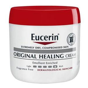 Eucerin Original Healing Cream jar for extremely dry, compromised skin, fragrance-free.