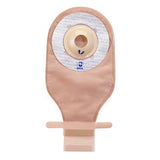 Beige medical ostomy bag with adhesive barrier for home healthcare use