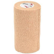 Beige self-adhesive medical bandage roll for wound care and support, isolated on white