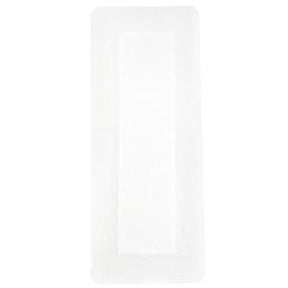 Sterile rectangular adhesive wound dressing for medical use on white background