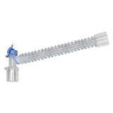 Flexible medical respiratory tube with connectors and blue valve for home ventilation care